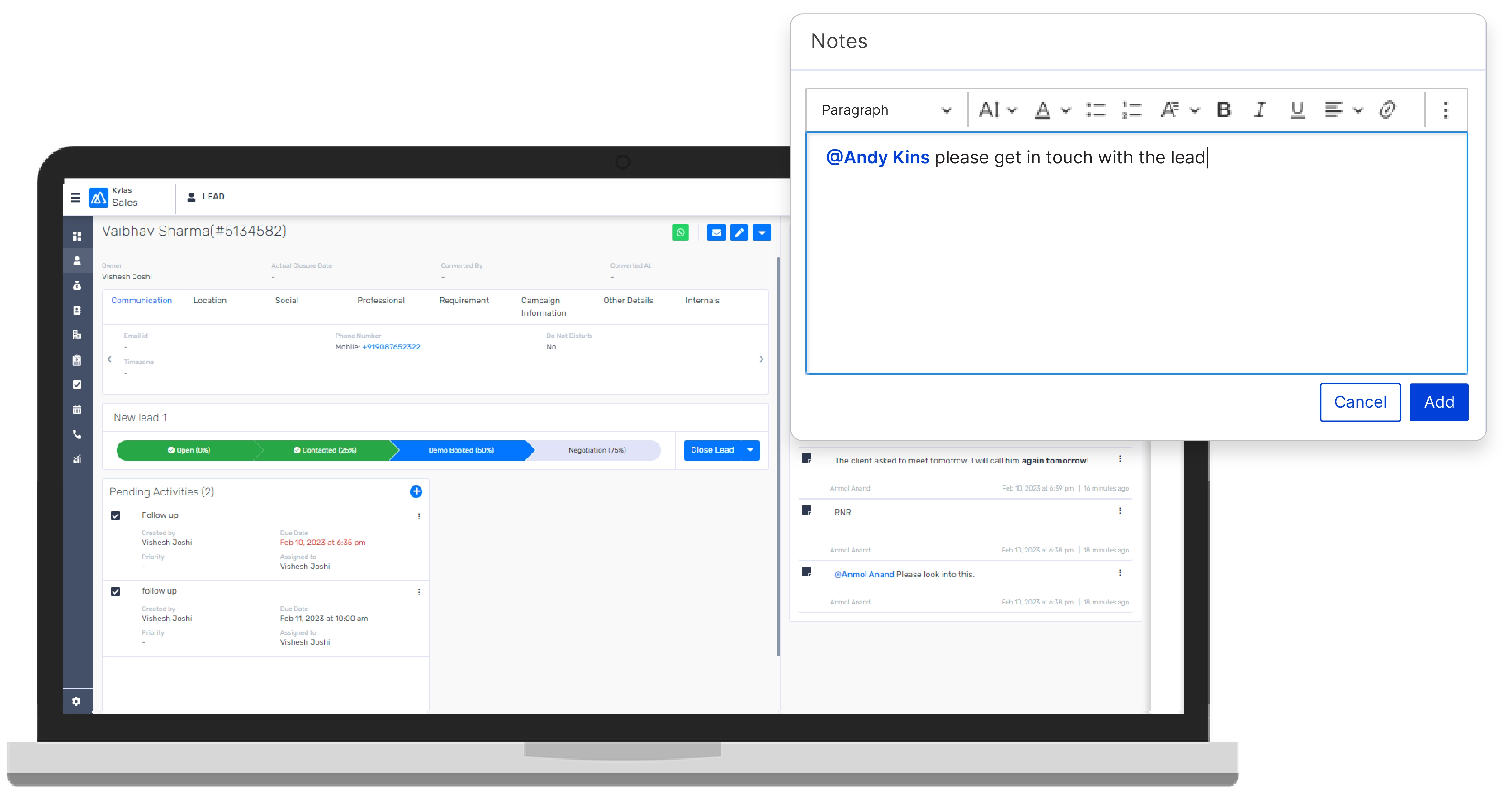 Notes and Comments in CRM