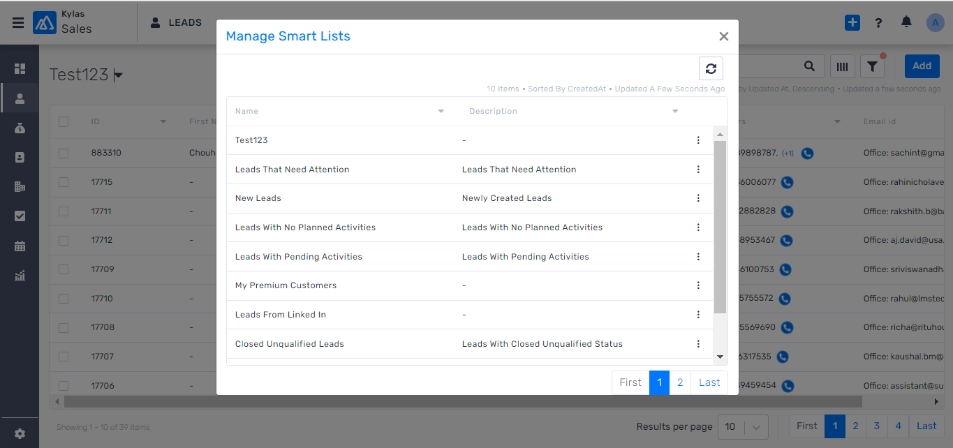 Smart List in Kylas