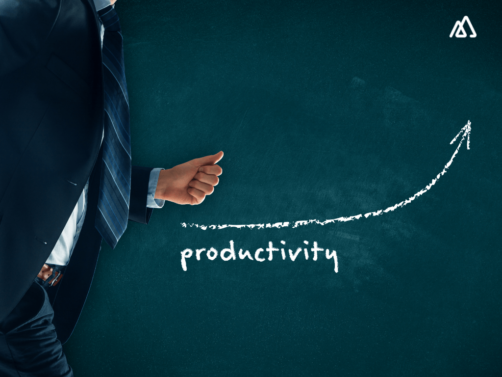 business man running towards productivity