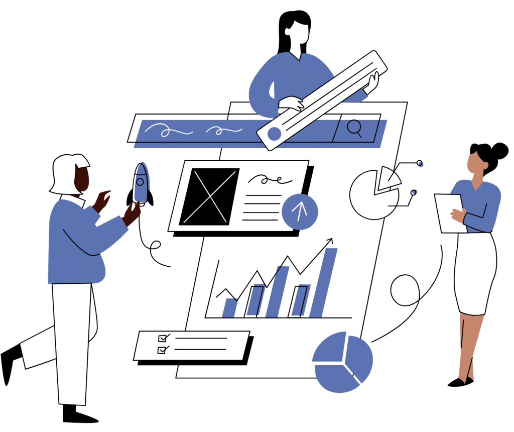 people working on product