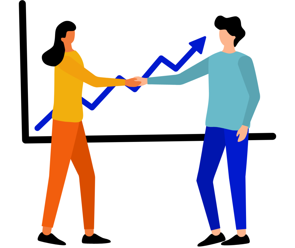 man and woman handshaking