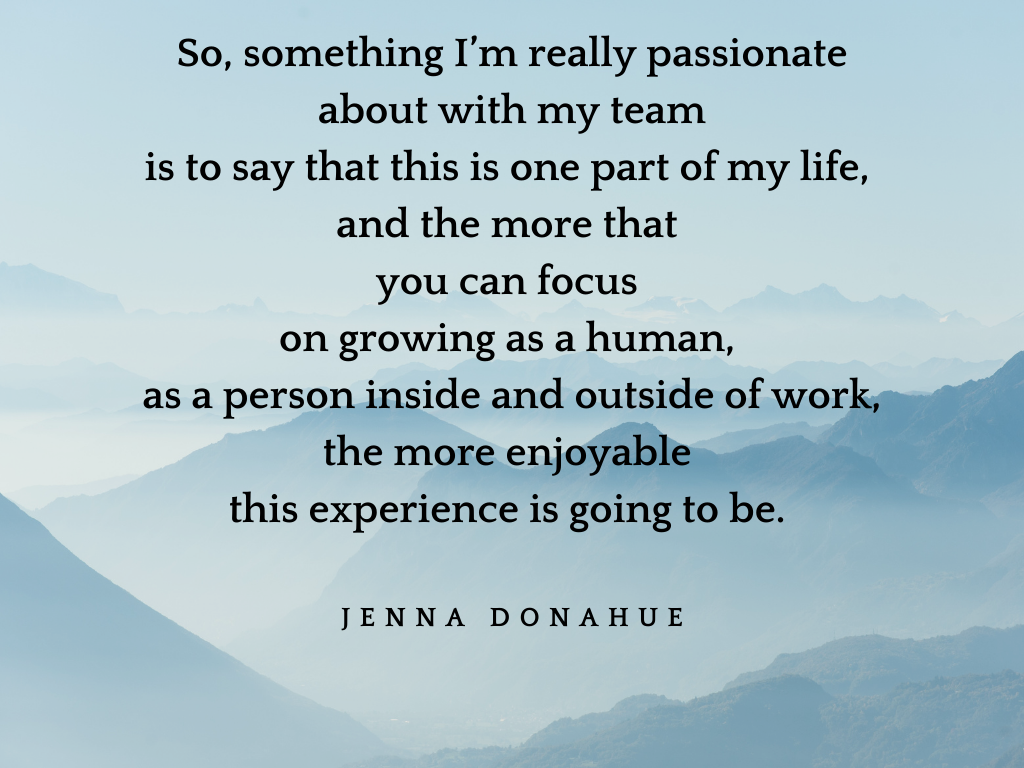 Mountains and a quote by Jenna Donahue