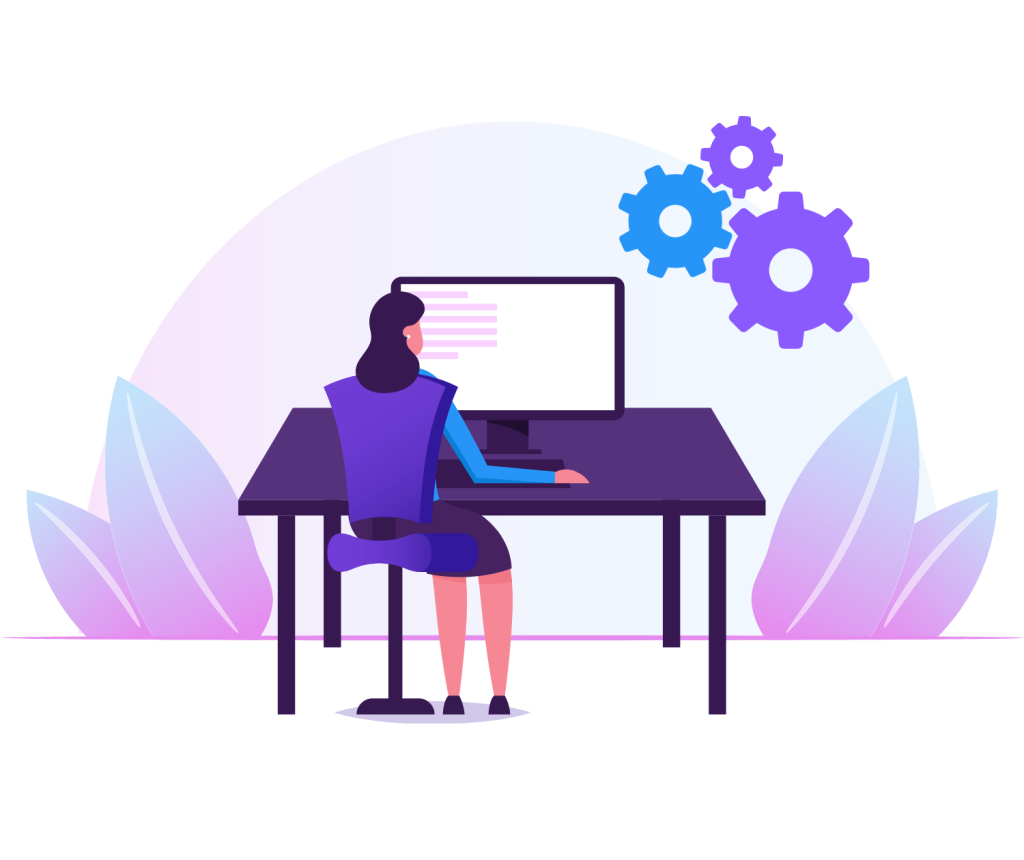 woman in front of computer