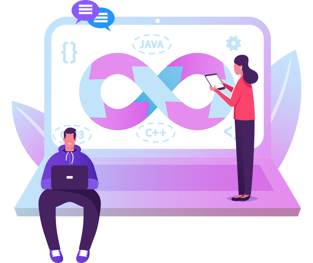 woman and man working on laptop