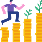 man jumping over money