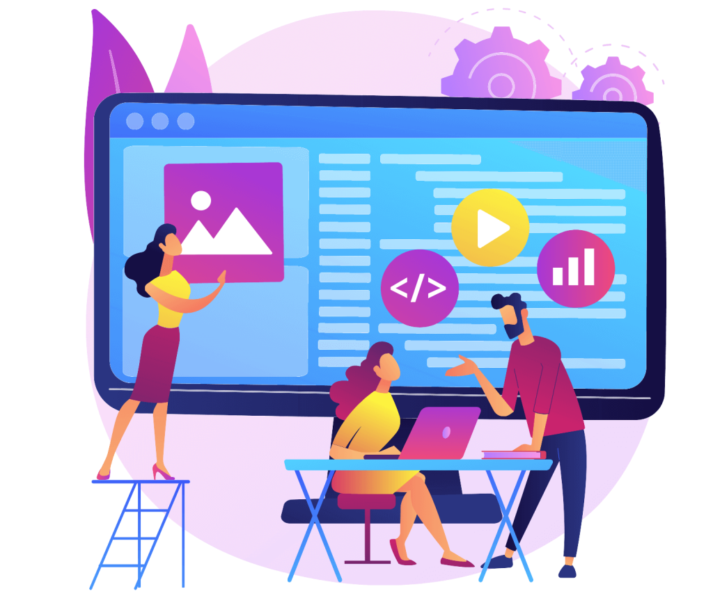 three people working together in a project