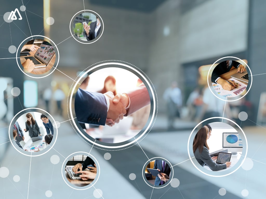 An image with links and photos explaining different channels used in sales process.