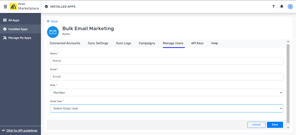 Manage Users: 