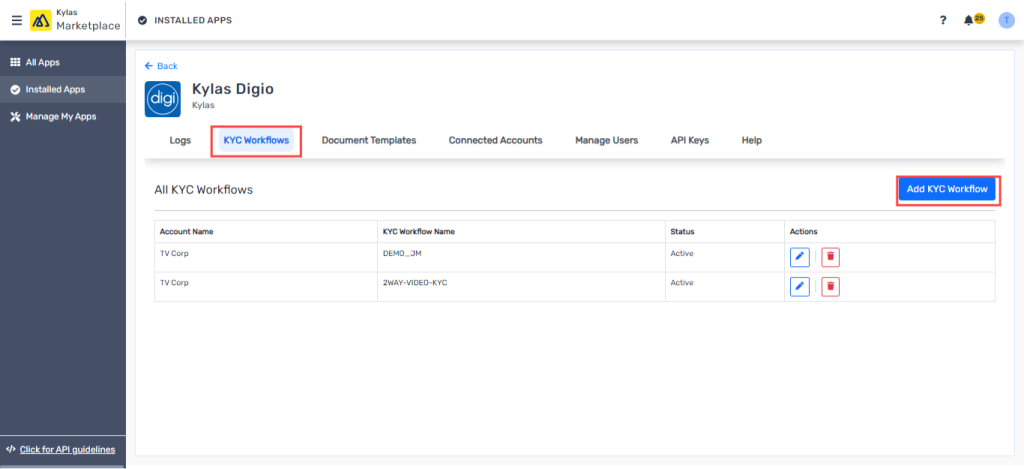 KYC workflow: